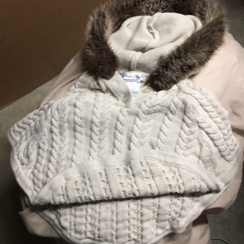 Cable cotton knit poncho